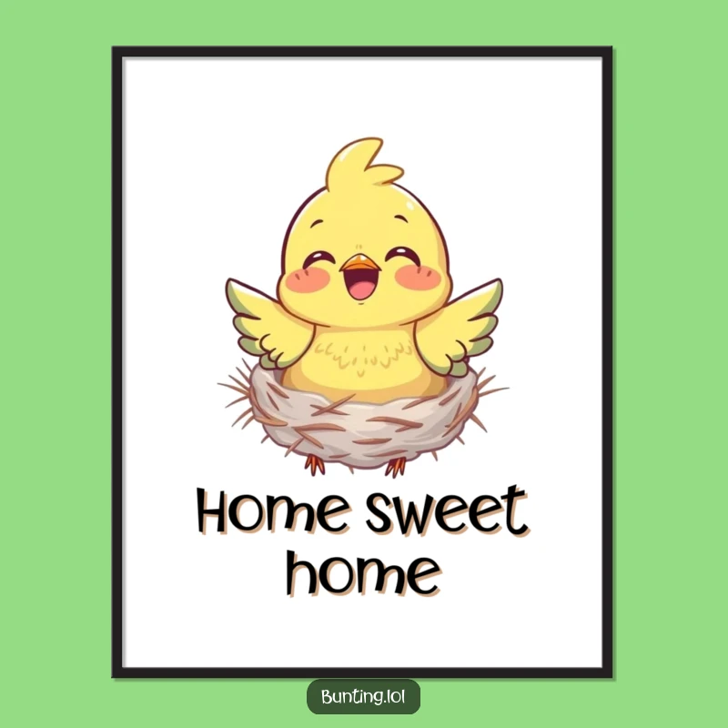 Funny Bunting Nesting Digital Art: Instant Joy, Perfect Wall Decor Gift