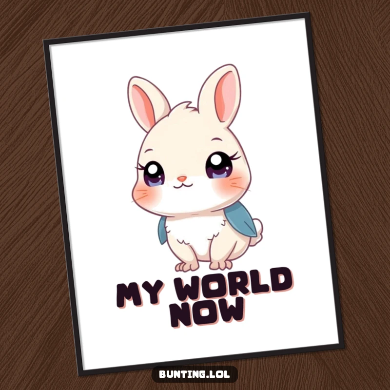 Funny Bunting Digital Art Print of a bird with bright, curious eyes looking around, ideal for instant, humorous home decor.