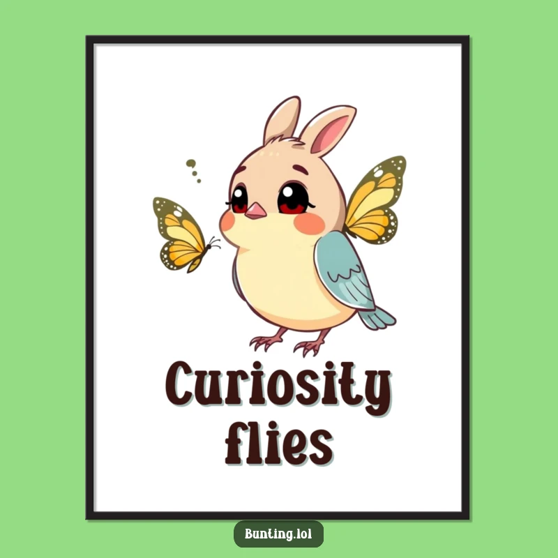 Funny Curious Bunting Digital Art: Wonder and Inquiry Print