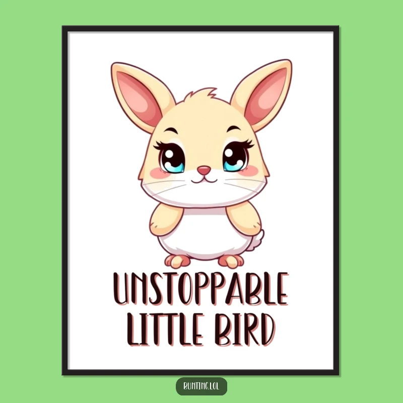 Funny Determined Bunting Digital Art Print - Instant Download of Avian Resolve