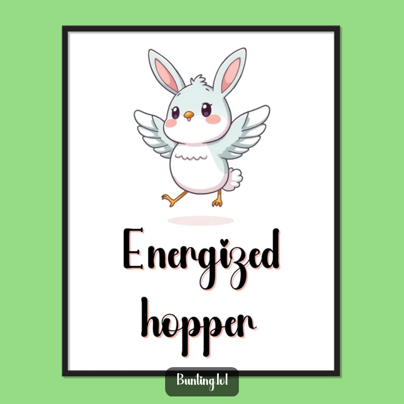Funny Energetic Bunting Hopping Digital Art: Instant Vigor!