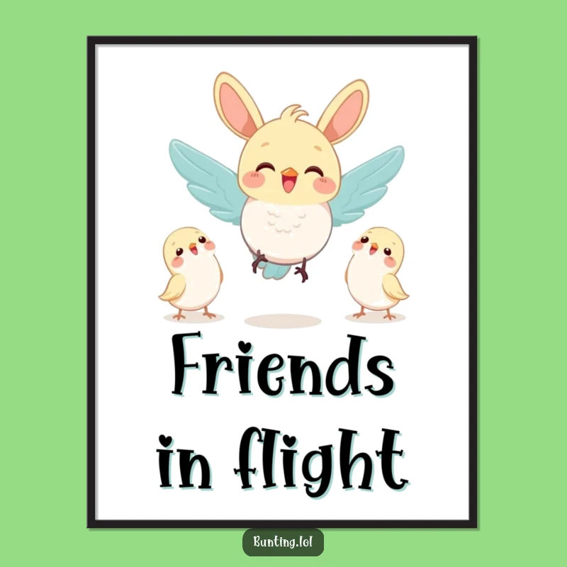 Funny Joyful Bunting Friends Digital Art: Instant Connection!