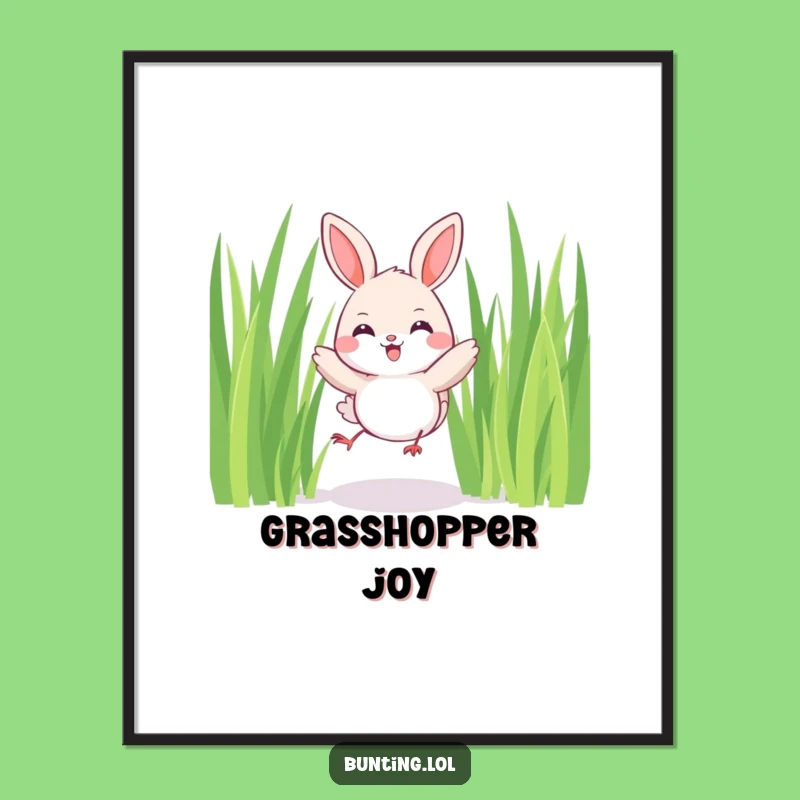 Funny Joyful Bunting Digital Art Print: Happy Hopping Bird for Instant Decor!