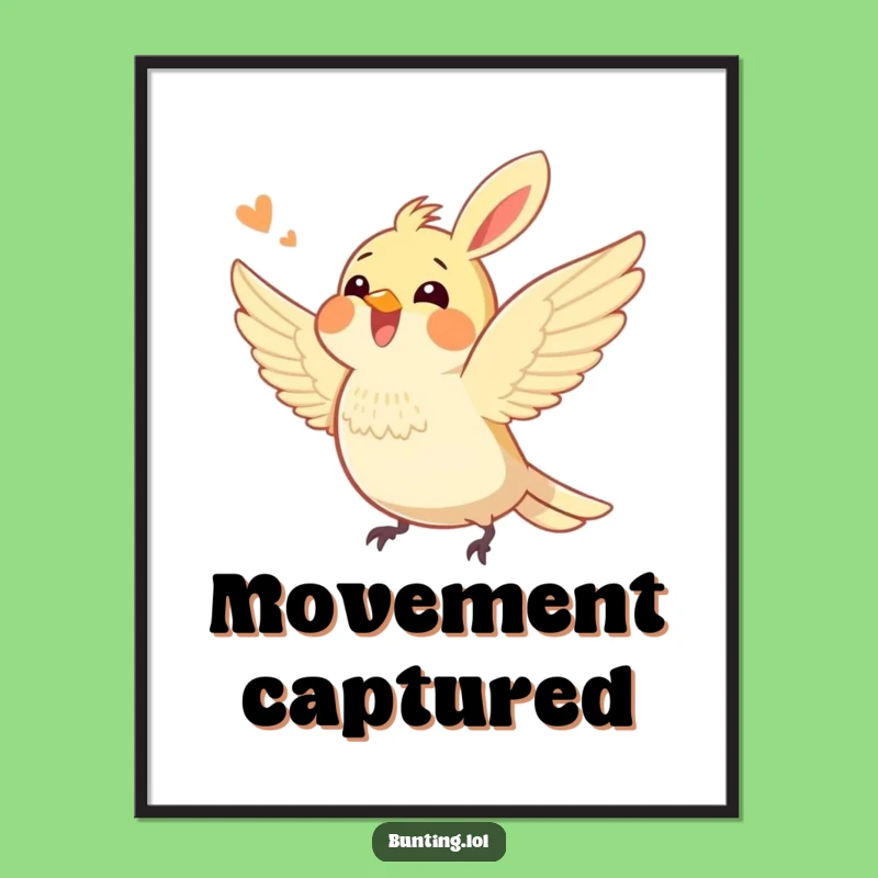 Funny Bunting Bird Fluttering Digital Print: Decorate with Dynamic Energy, Hilarious Art