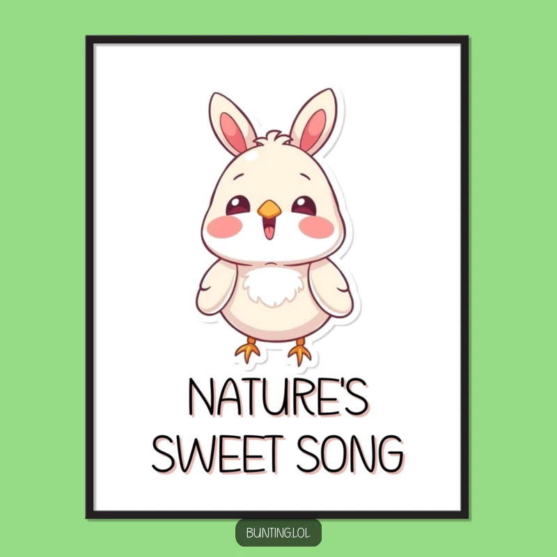 Funny Bunting Bird Singing Digital Art: Melodious Download, Cheerful Gift