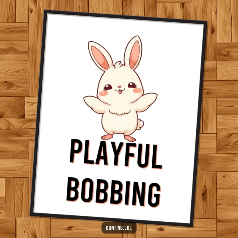 Funny Digital Art Print of a cute bunting bird in a playful bobbing motion, a vibrant and amusing illustration.