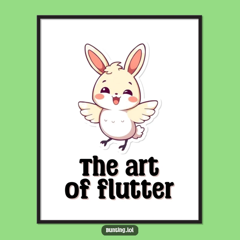 Funny Bunting Bird Digital Art: Energetic Flutter Joy - Instant Funny Gift Download