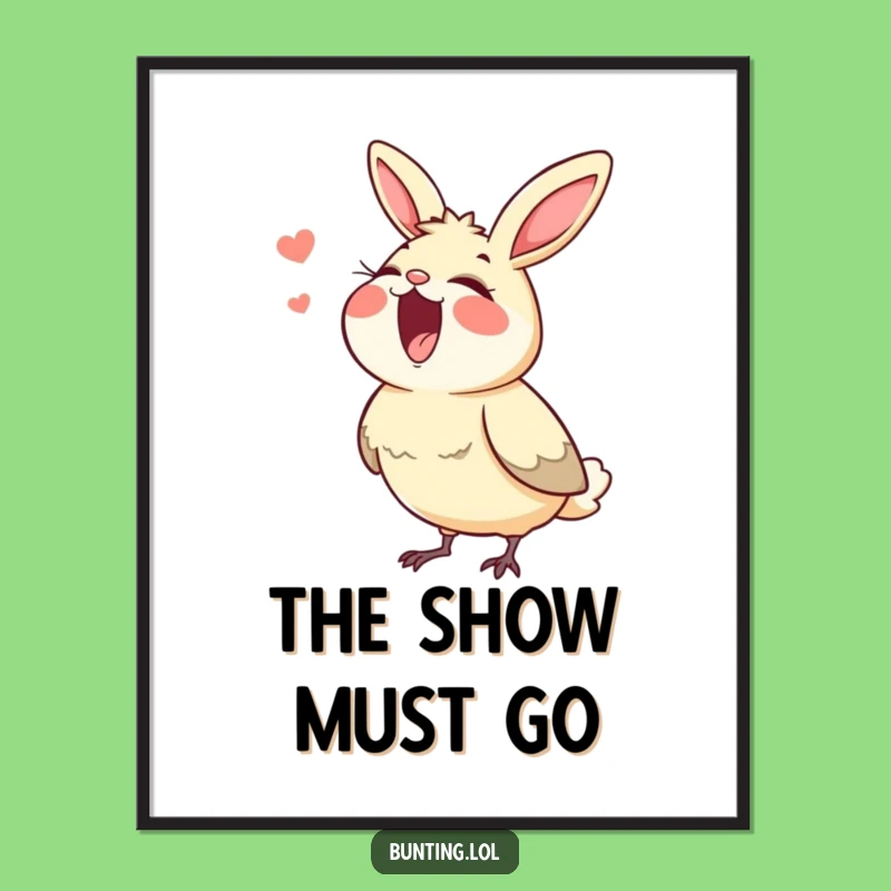 Funny Singing Bunting Digital Art Print - Instant Download of Avian Arias