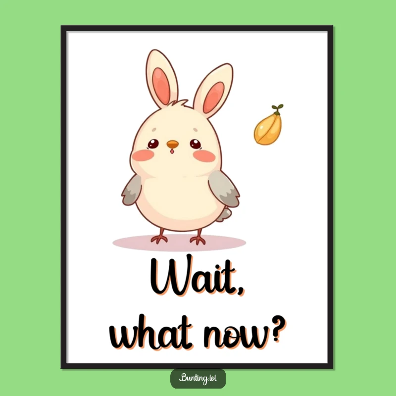 Funny Surprised Bunting Digital Art Print: Instant Amusing Decor, a Hilarious Bird Gift