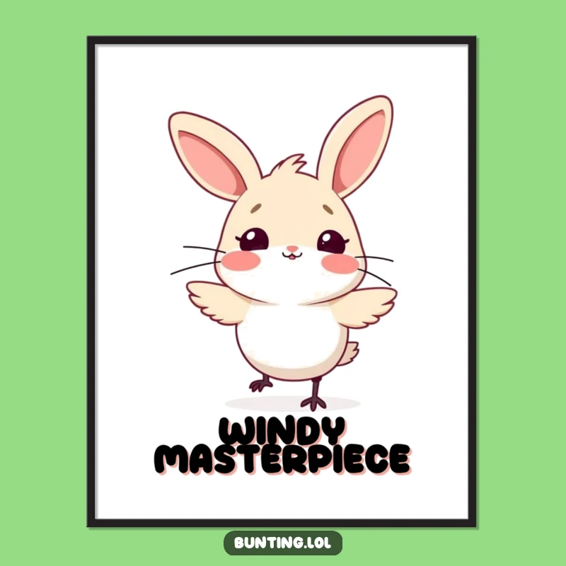 Funny Bunting Wind Surprised Digital Art - Instant Hilarious Bird Decor