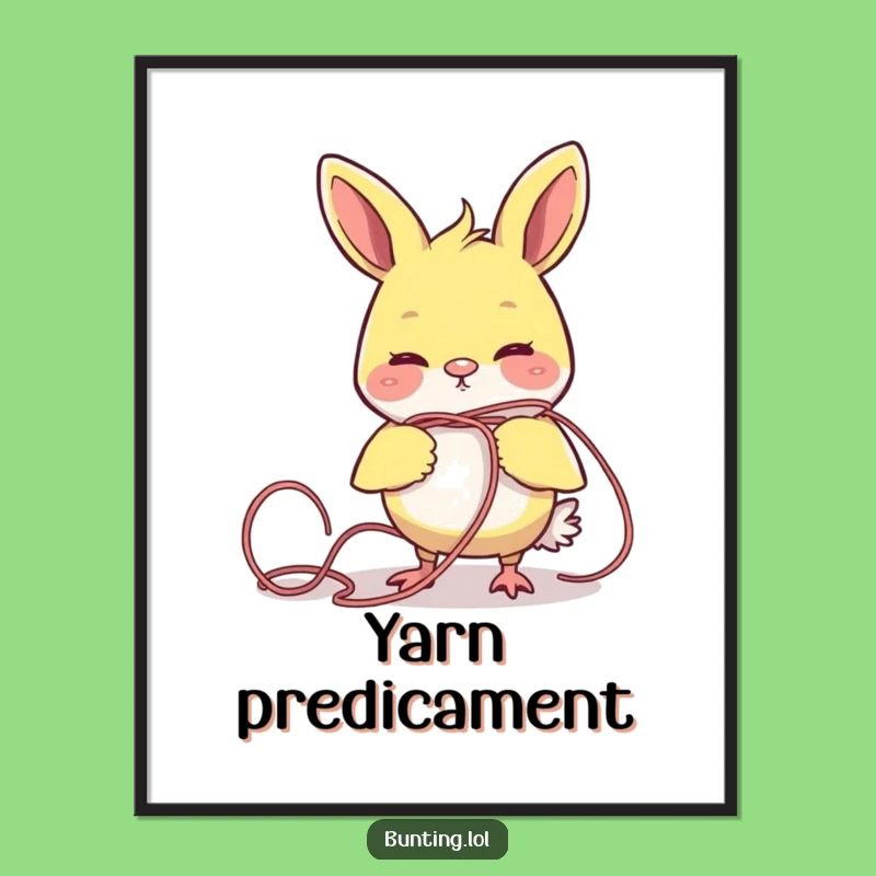 Funny Tangled Bunting Yarn Digital Art: Instant Comedy!