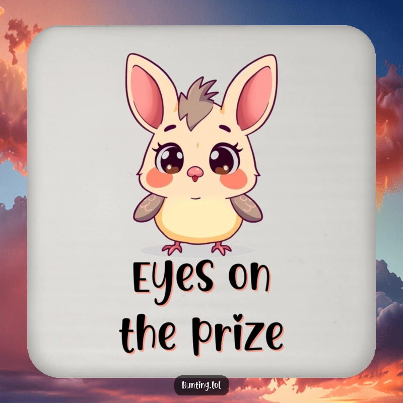 Funny Curious Bunting Coasters: Wide-eyed bunting bird curiously surveying its environment, providing funny protection for surfaces.