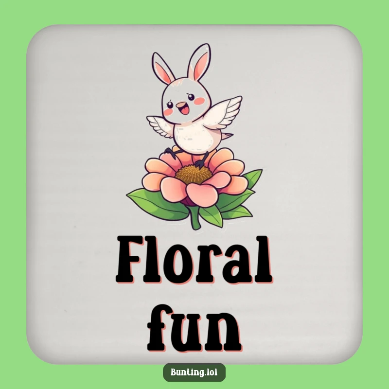 Funny Bunting Hop Coaster: Protect Surfaces with Energetic Flower Fun