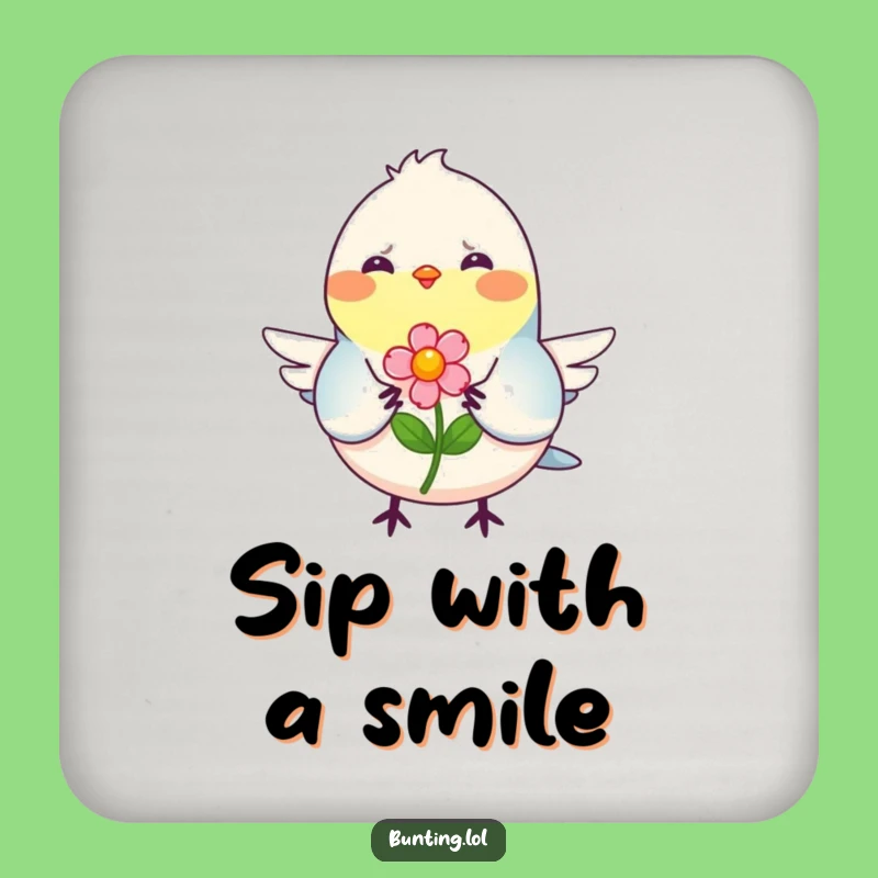 Funny Bunting Flower Coaster - Protect Surfaces with Birdy Sweetness!