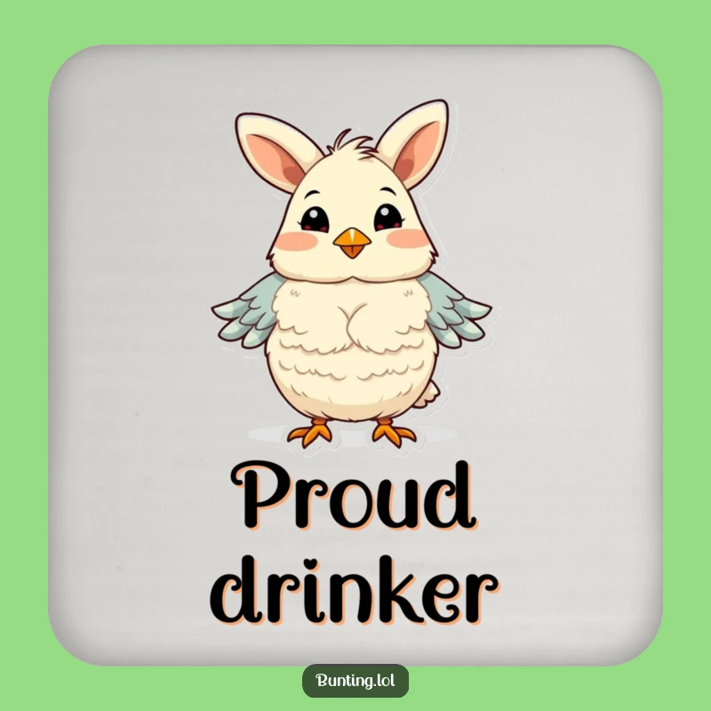 Funny Bunting Proud Chest Fluffing Drink Coaster - Protect Surfaces with Hilarious Bird Art