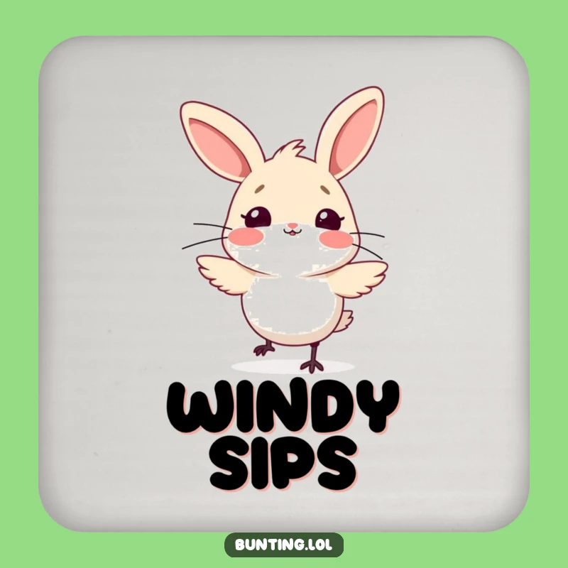 Funny Bunting Wind Surprised Drink Coaster - Protect Surfaces with Hilarious Bird Art