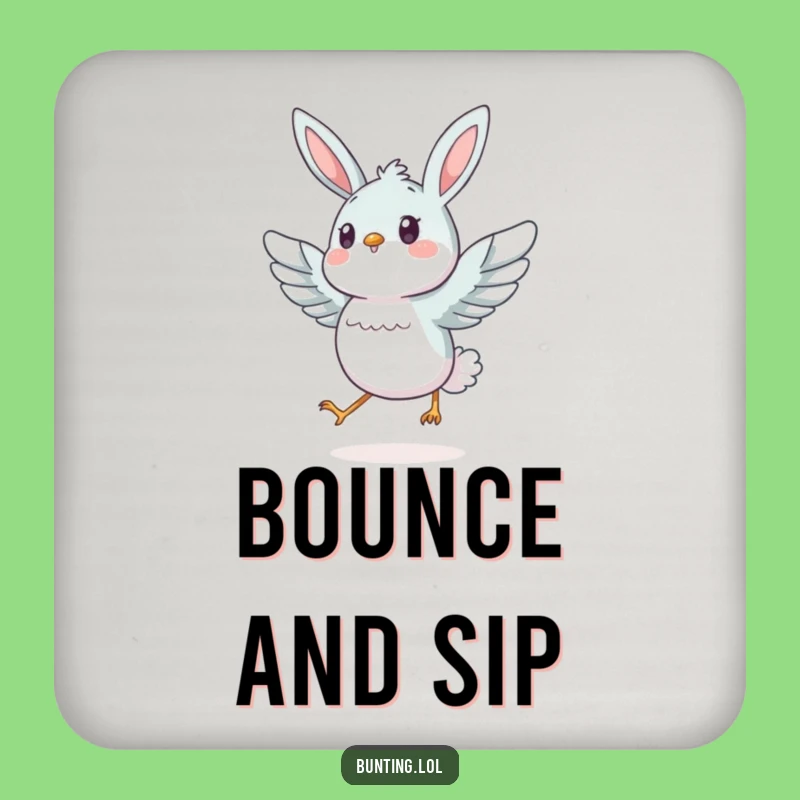 Funny Energetic Bunting Coaster: Protect Surfaces with Pep!