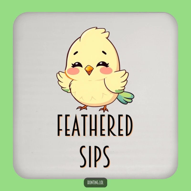 Funny Fluffy Feathers Bunting Coaster: Protect Surfaces with Soft, Delightful Charm