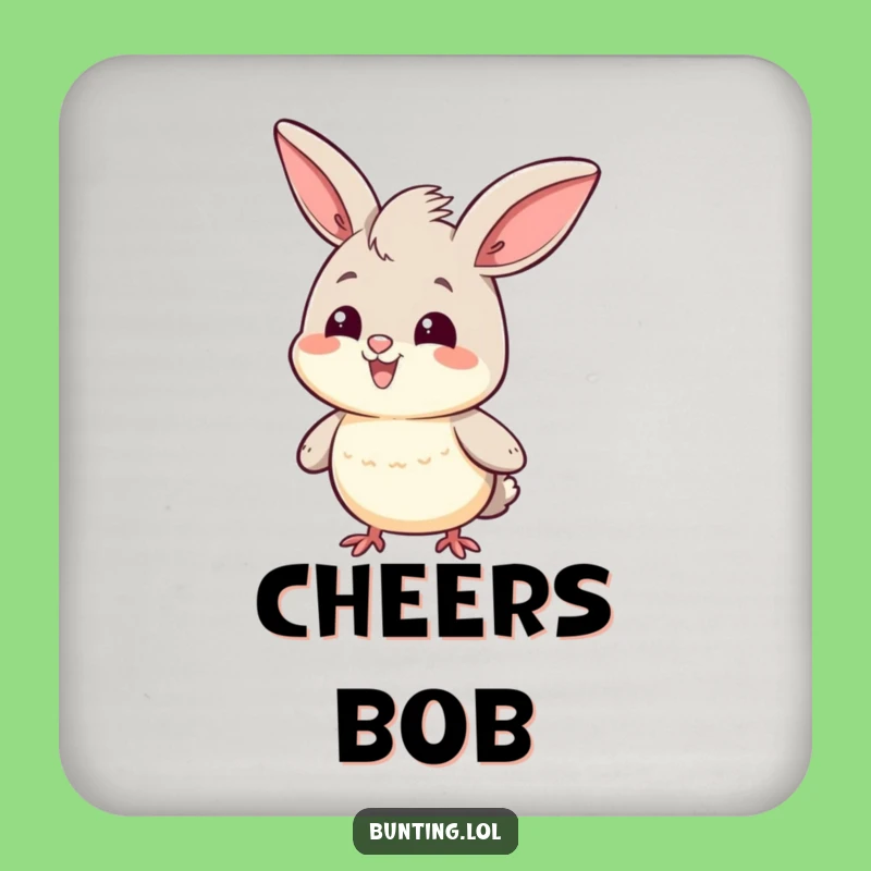 Funny Head Bob Bunting Coaster: Protect Surfaces with Proud, Confident Style
