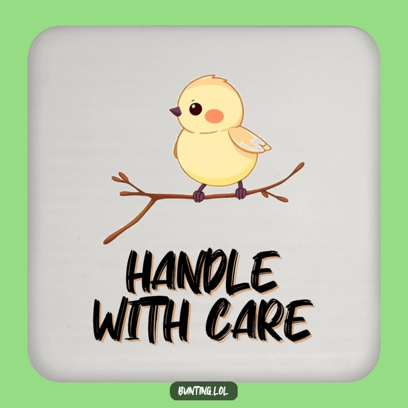 Funny Hopping Bunting Drink Coaster: Protect Surfaces with Playful Bird Art