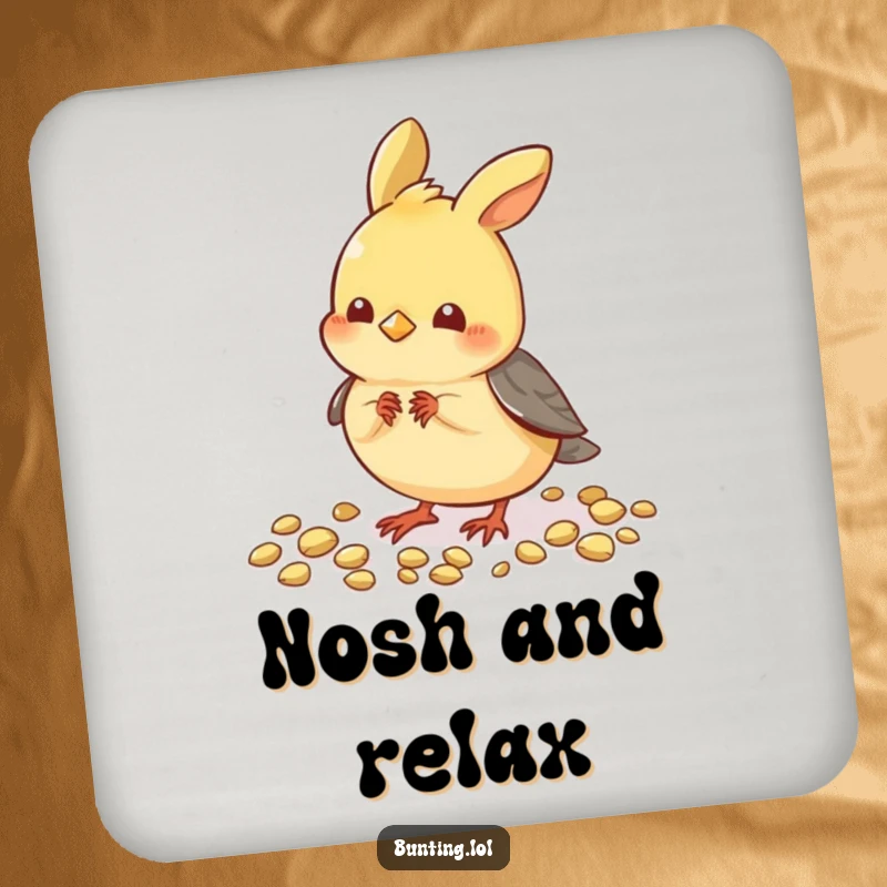 Funny Pecking Bunting Coasters: Cute bunting bird playfully pecking seeds, providing funny protection for surfaces.