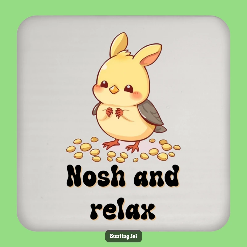 Funny Pecking Bunting Coasters: Cute Bird Eating Seeds, Hilarious Drink Protection