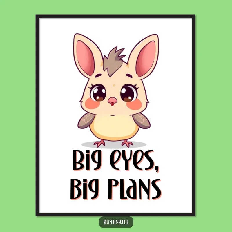 Funny Curious Bunting Poster: Wide-Eyed Bird Exploring, Whimsical Wall Art, Perfect Funny Gift