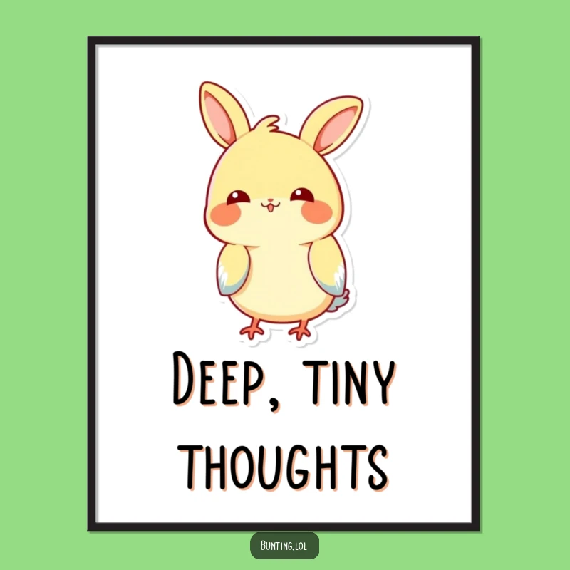 Funny Tilting Bunting Poster: Curious Bird Head Tilt, Whimsical Wall Art, Perfect Funny Gift