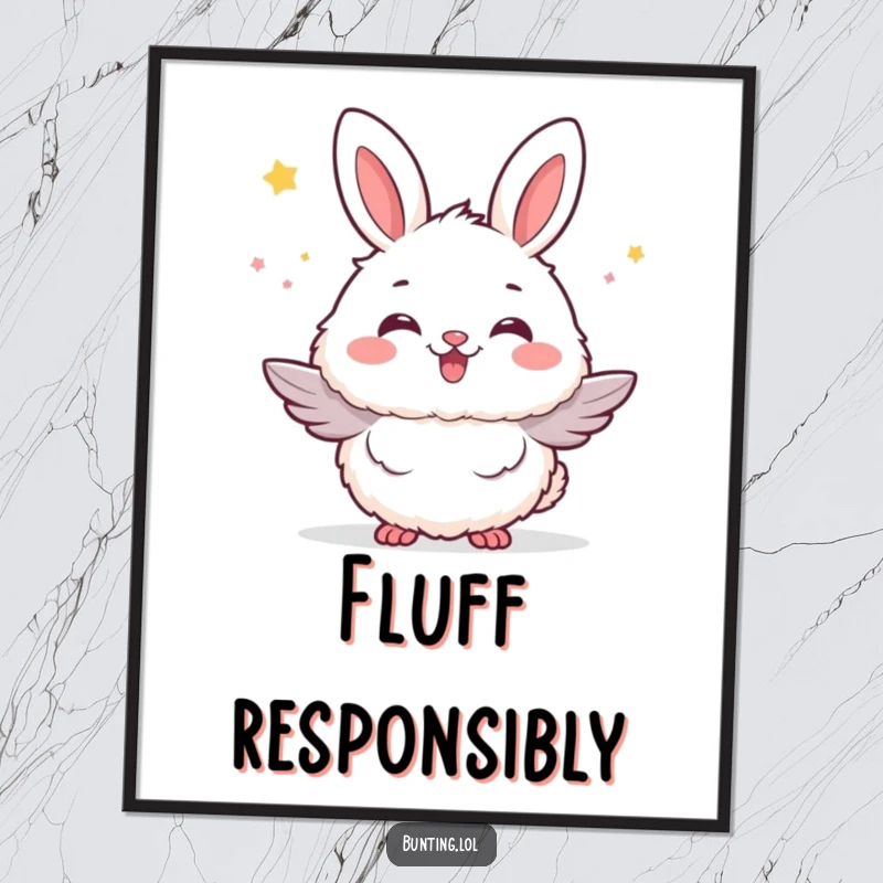 Funny bunting bird poster featuring a bunting puffed up with fluffy excitement, adding a touch of enthusiastic decor.