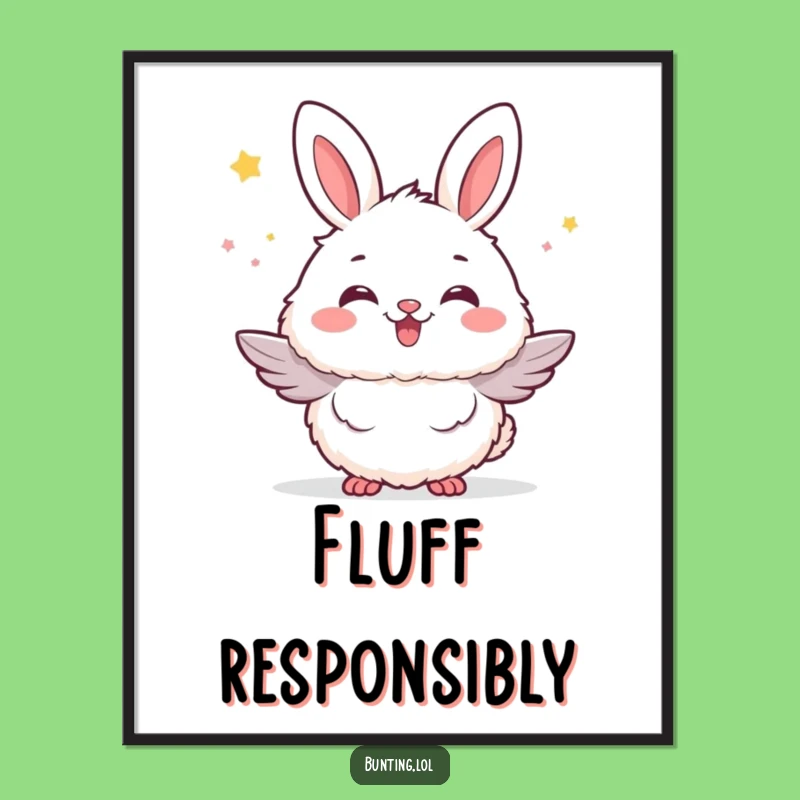 Funny Bunting Fluffy Excitement Poster - Vibrant Art for an Enthusiastic Space