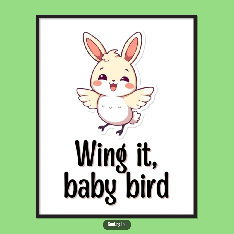 Funny Bunting Bird Poster: Energetic Flutter Art - Vibrant Funny Gift Print