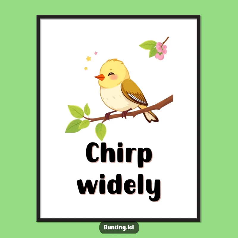 Funny Bunting Bird Poster - Vibrant Wall Art for a Chirpy and Humorous Home