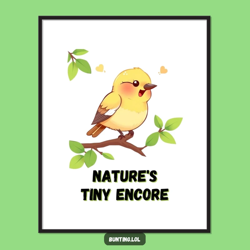 Funny Bunting Bird Poster, Vibrant Wall Art for a Humorous Avian Touch