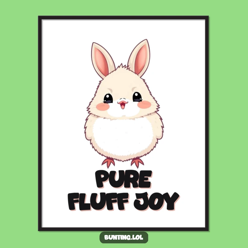 Funny Bunting Bird Puffed Up Poster, Vibrant Wall Art for an Excited Space