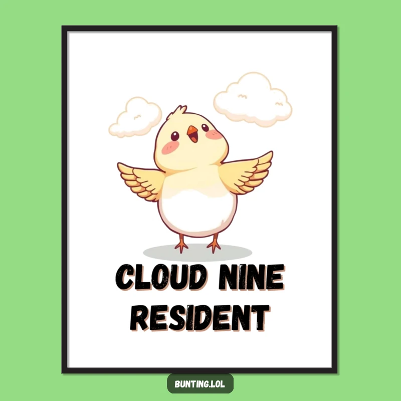 Funny Bunting Cloud Poster - Whimsical Bird Art for Happy Spaces!