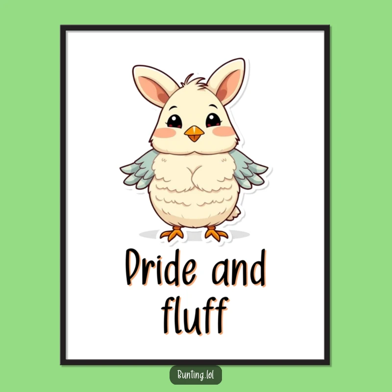 Funny Bunting Proud Chest Fluffing Poster - Whimsical Wall Art, Hilarious Bird Gift
