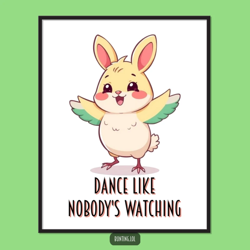 Funny Dancing Bunting Poster - Wall Art That Moves with Hilarious Joy