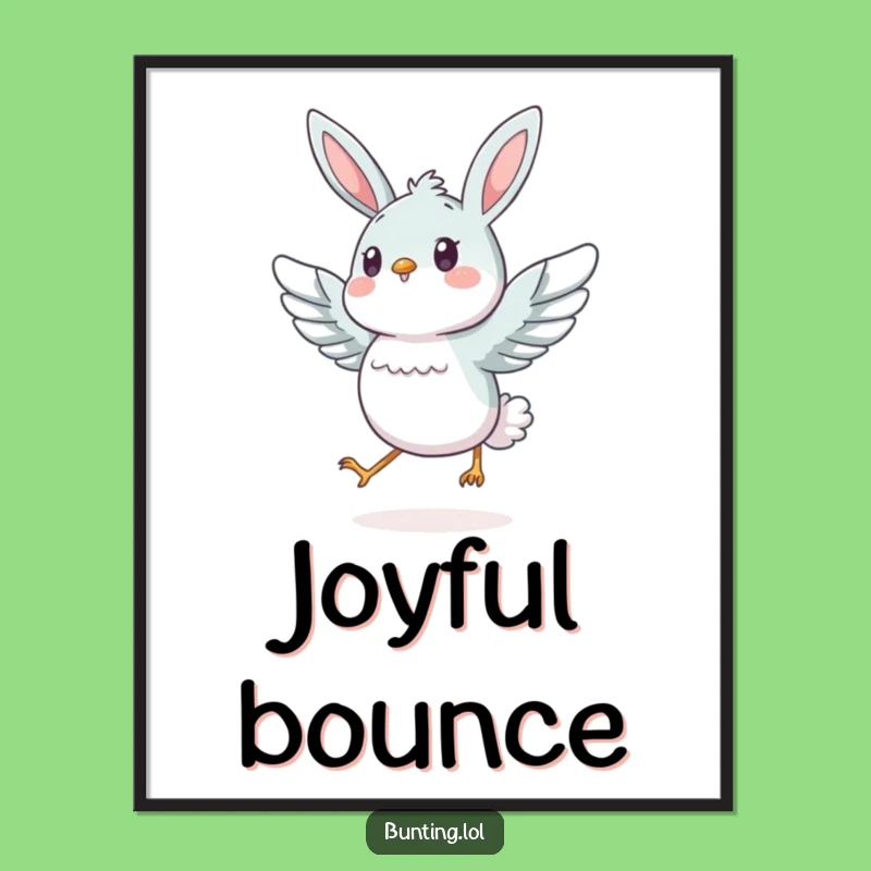Funny Energetic Bunting Hopping Poster: Dynamic Wall Art!
