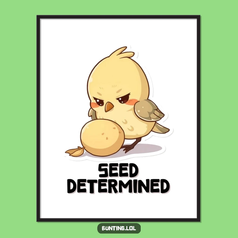 Funny Pecking Bird Poster: Focused Art - Unique Funny Gift!