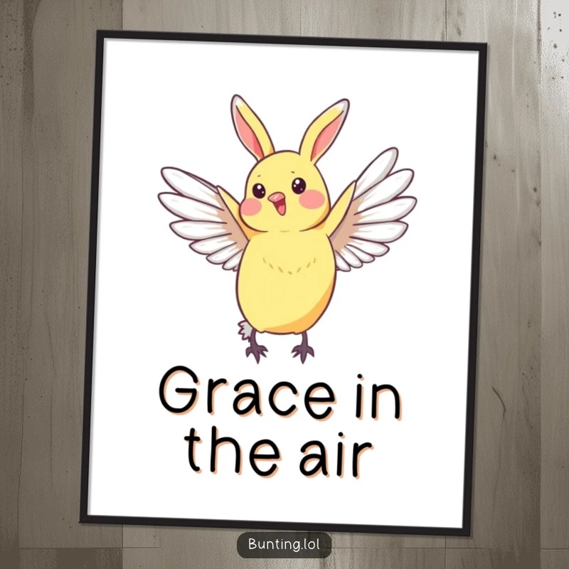 Funny Bunting Poster depicting a bird stretching its wings in a graceful arc, symbolizing freedom and elegance.