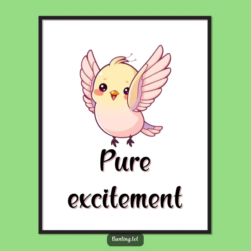 Funny Bunting Bird Poster: Flutter Art, Hilarious Joyful Decor!