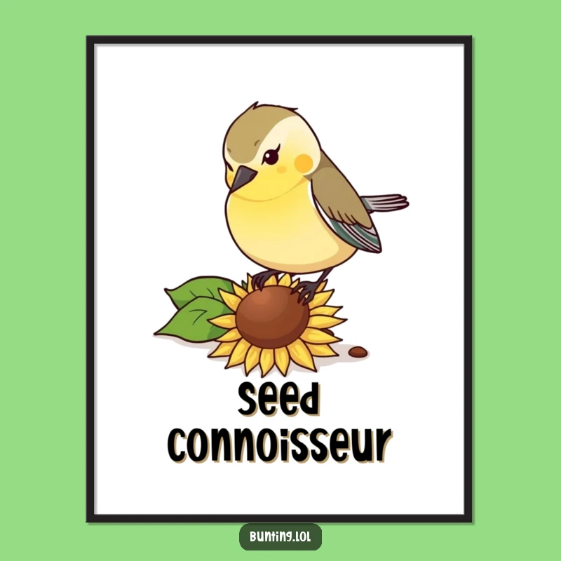 Funny Bunting Bird Poster: Seed Pecking Art, Hilarious Wall Decor!