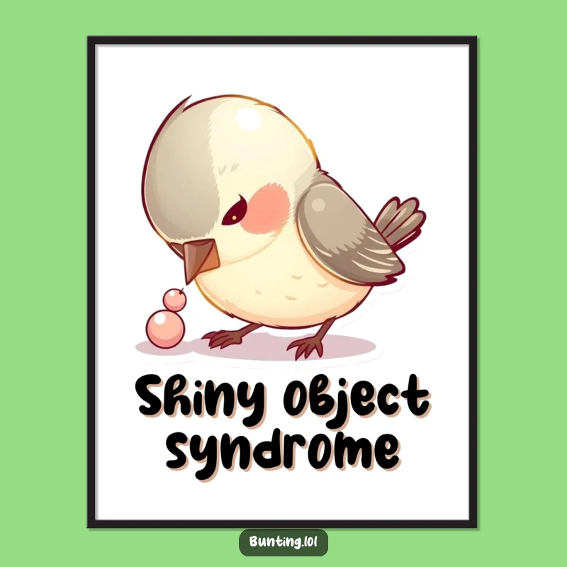 Funny Pecking Bird Poster: Curious Songbird Art, Humorous Bead Decor Gift