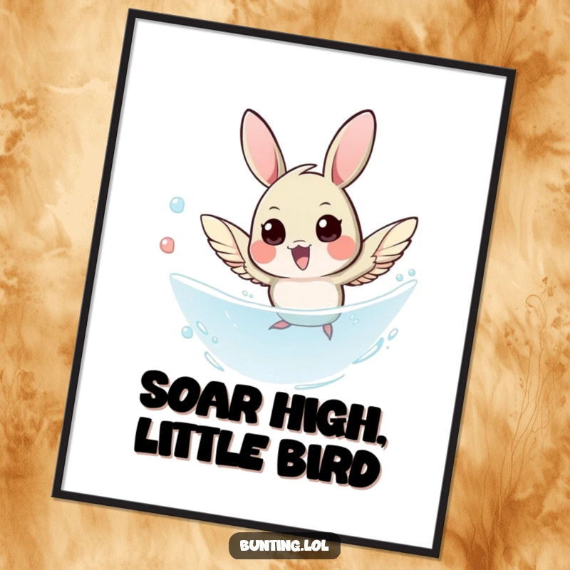 Funny Bunting Poster showcasing a bird in a swift, agile dive, capturing a humorous and energetic moment.