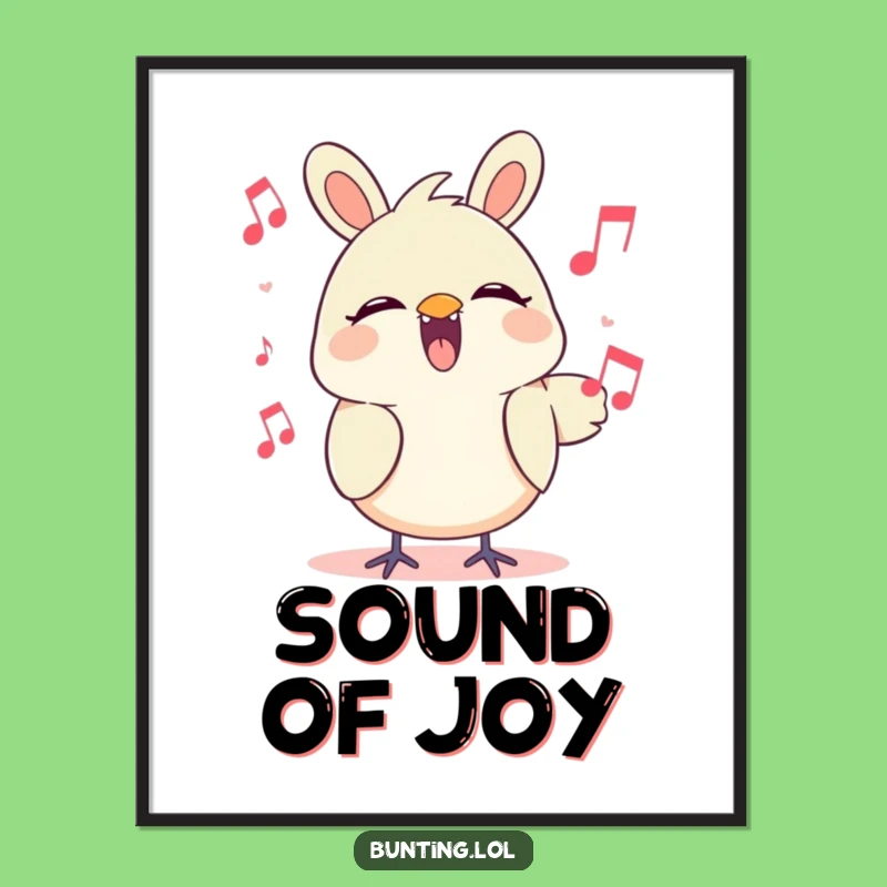 Funny Singing Bunting Poster: Melodic Tune Art for Cheerful Home Decor, Perfect Gift