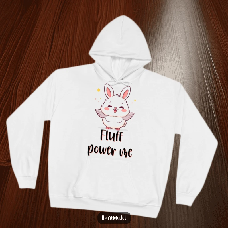 Funny bunting bird hoodie depicting a bunting puffed up with fluffy excitement, offering warmth and a humorous sense of joy.