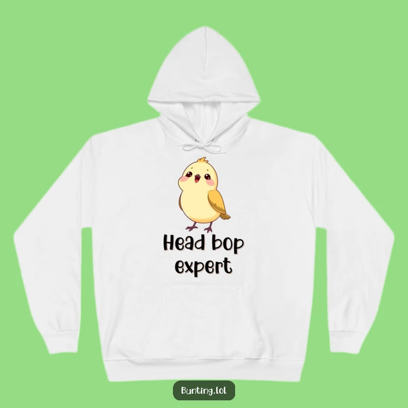 Cozy Funny Bunting Head Tilt Hoodie - Warm Comfort for Music Appreciators