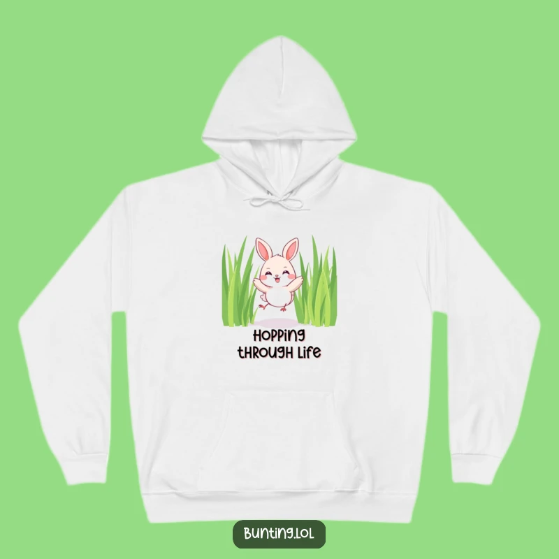 Funny Joyful Bunting Hoodie: Cozy Up with a Hopping Bird in Grass - Perfect Funny Gift!