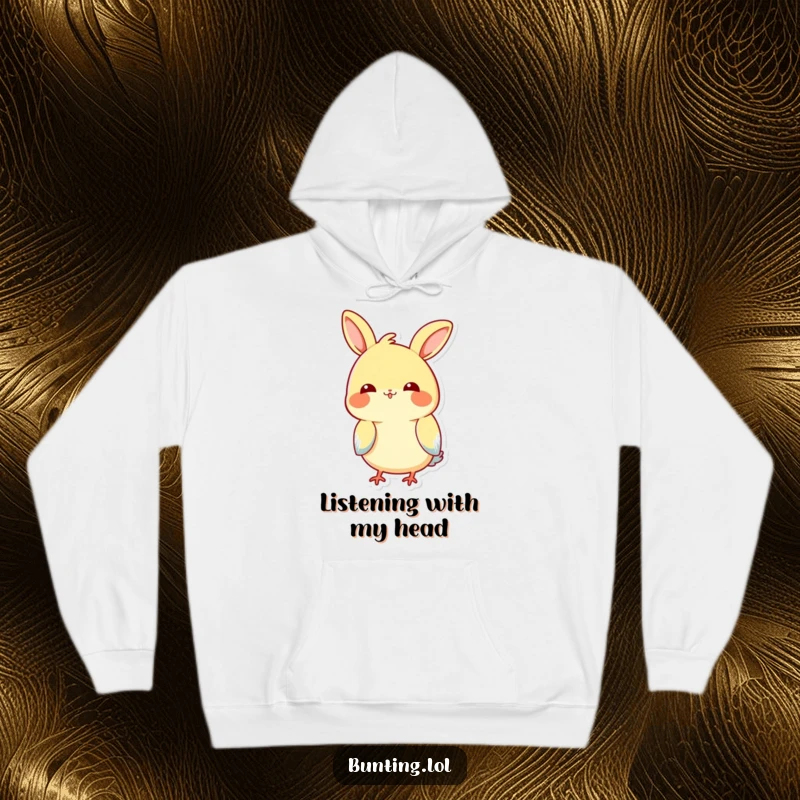 Funny Tilting Bunting Hoodie: Comfortable hoodie featuring a bunting bird playfully tilting its head with a curious look.
