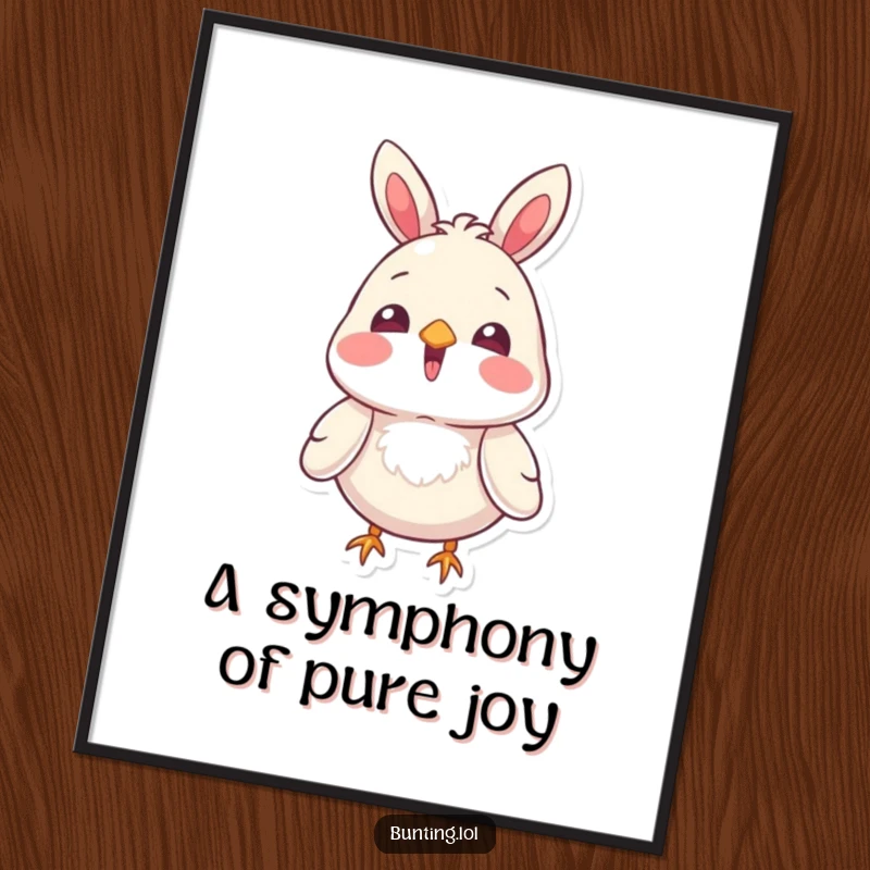 Funny Free Printable Wall Art: A cute bunting bird with its beak open, as if singing a cheerful melody.